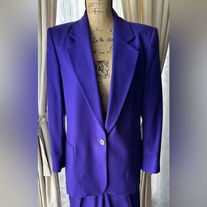 Premier Collection Petites Wool Pant Suit - Elegant Purple - Size M